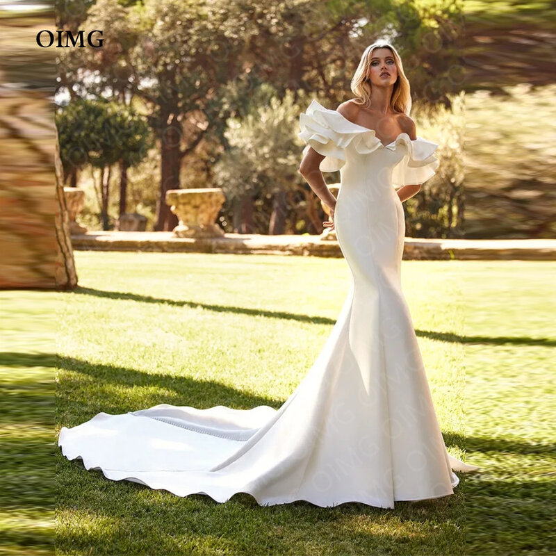 OIMG 2023 простые милые свадебные платья русалки с открытыми плечами многоярусные Длинные свадебные платья для невесты платье принцессы Robe de mariage