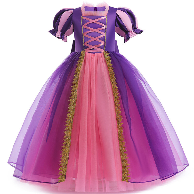Disney Princess Rapunzel for Girls Dress Kids Tangled Costume Fancy Purple Luxury Mesh Clothes Birthday Party Gown