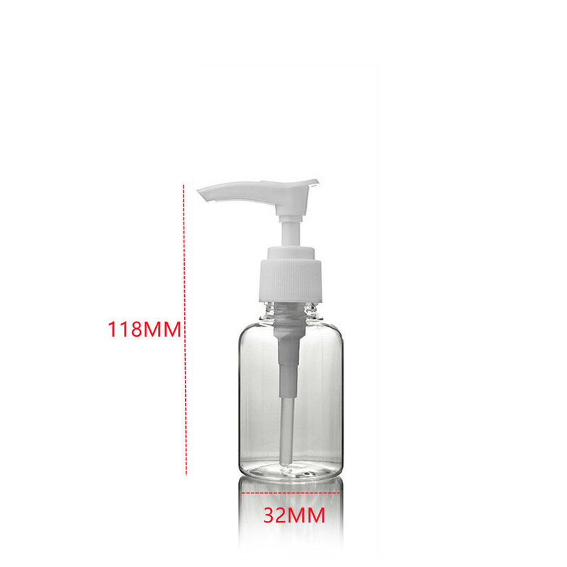 Mini botella portátil de 50ml y 100ml, contenedor de almacenamiento de muestras de cosméticos transparente multiusos, botella de Spray de Alcohol reutilizable