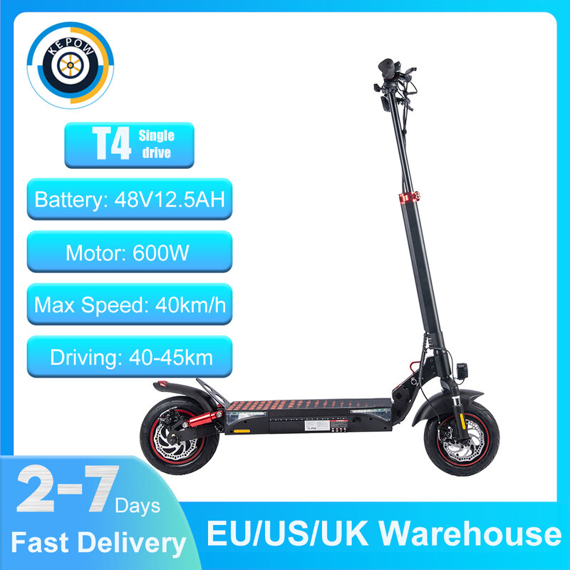 Kepow 10inch T4 Electric Scooter  Powerful 600W Electric Kick Scooter  OFFroad Tire 12.5AH E-Scooter 45Km/H 40-45km Range