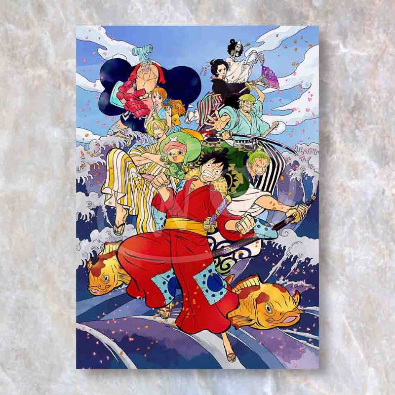 New Canvas Painting One Piece Anime Figure Monkey D Luffy Roronoa Zoro Jinbe HD Print Picture for Bedroom Christmas Decor Gifts