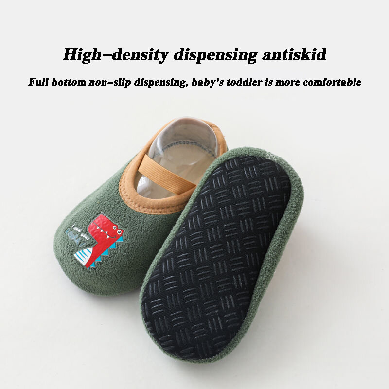Calcetines antideslizantes para bebé recién nacido, zapatos de suelo de cuna cálidos con suela de goma para niños, niño pequeño, pie para niña, zapatillas para niños lindos