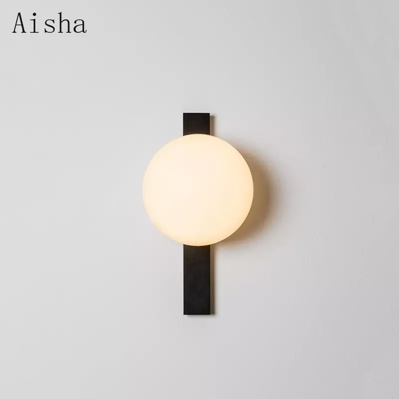 Minimalist Wall Lamp Glass Ball Wall Sconce for Home Bedroom Bedside Lamp Hotel Aisle Living Room Background Wall Light Fixtures
