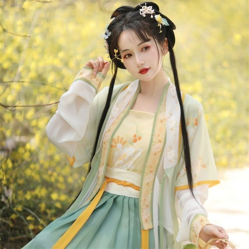 Модное платье Hanfu в китайском стиле с вышивкой и градиентными цветами, Сказочная юбка, танцевальное платье Hanfu на весну и осень