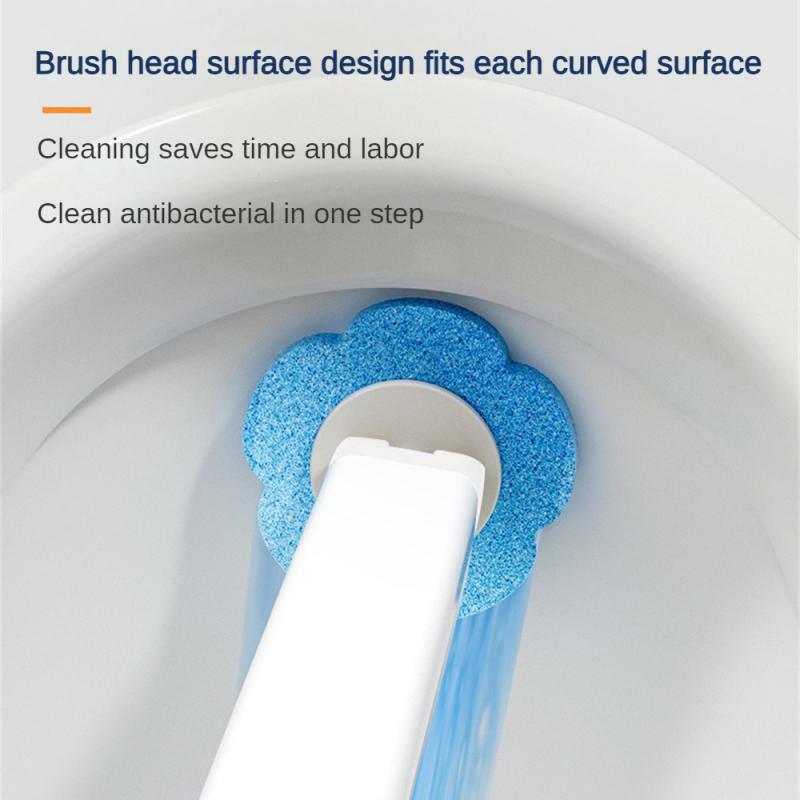 Limpiador de cepillo de inodoro desechable con mango largo, cepillo de esponja de limpieza de baño con cabezal de cepillo reemplazable, accesorios de inodoro