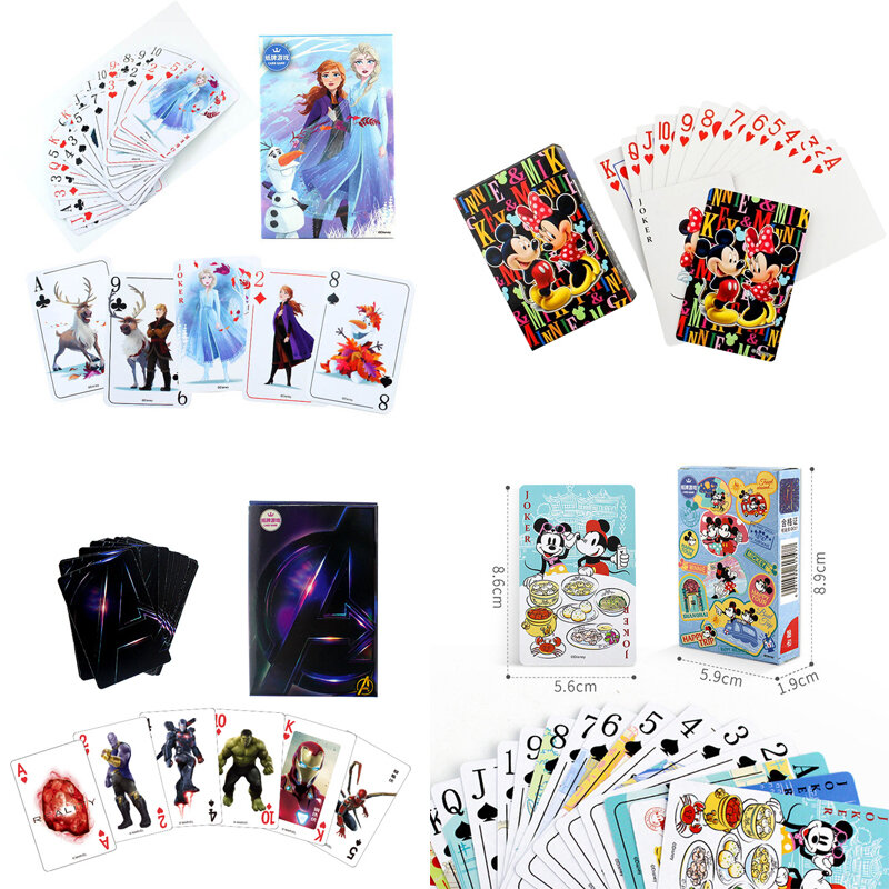 Rozen-Juego de cartas de los vengadores, juego de cartas de papel de escritorio informal, juego de cartas de Disney para niños y adultos, Frozen