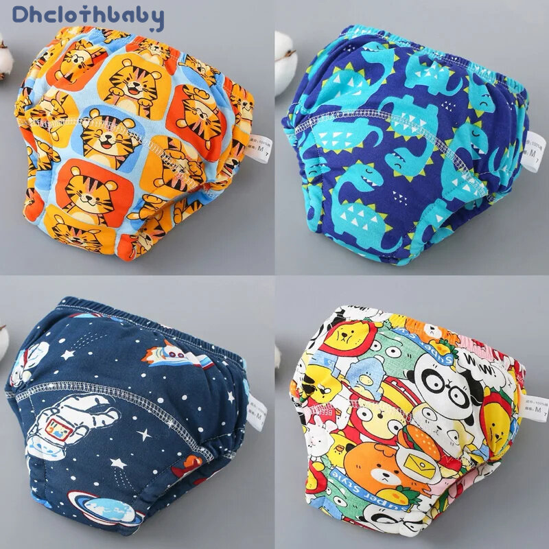 4pcs Baby Ecological Diapers Underwear Girl Nappy Learning Panties Children Washable Reusable Cloth Diapers Potty Training Pants
