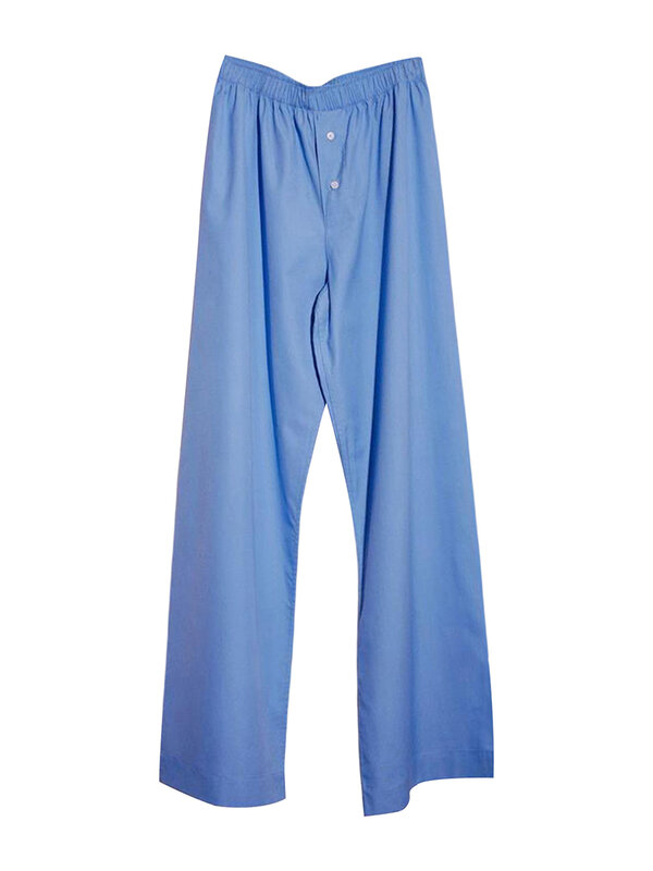 กางเกงขายาวเอวสูงเอวยางยืดสำหรับผู้หญิง, ชุดนอนขากว้างพิมพ์ลายทาง Y2k มีกระเป๋า