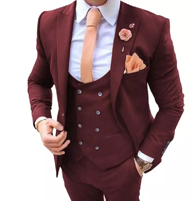 Abiti da uomo turchesi per matrimonio Slim Fit 3 pezzi Suit smoking da sposo Blazer Tux Vest pantaloni Prom Suit