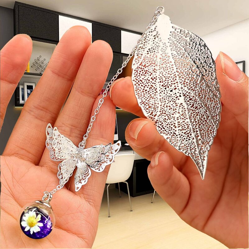 Metal Leaf Bookmark Unique Gift for Teachers Women Mothers Day Christmas Valentine's Day Butterfly Marks for Women Book Lover
