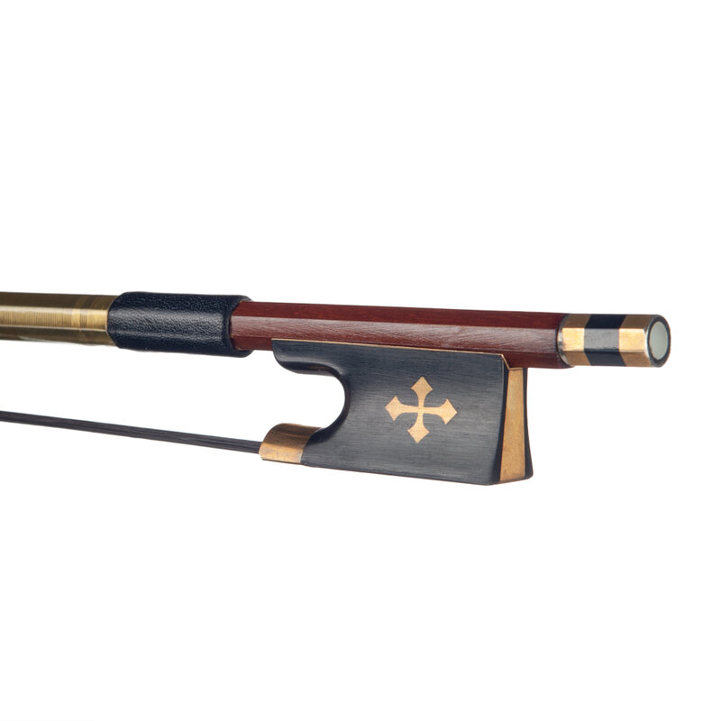 NAOMI-IPE Bow de violino com crina de cavalo preta, Ebony Frog, padrão requintado e Abalone Slide, bem equilibrado, artesanal, 4/4