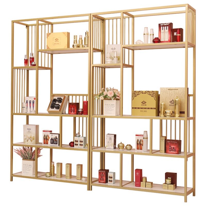 custom，Cosmetic Shop Shelves Showcase	Supermarket Shopping Shelf Rack Cosmetics Display Showcase for Shop Shelving