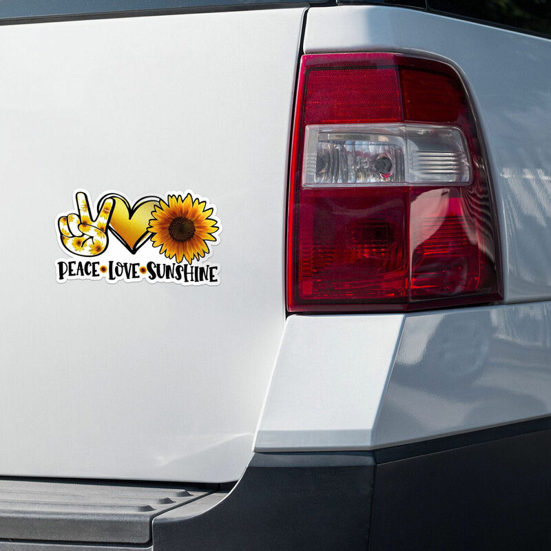 Peace Love Sunshine Sunflower Beautiful Girl Sticker Vinyl Car Bumper Decal-CAR WINDSHIELD SUNSHADES Accessories Stickers