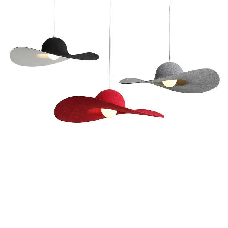 مصباح متدلي بسيط من اللباد على الطراز الاسكندنافي ، تصميم قبعة إبداعي ، غرفة طعام ، غرفة نوم ، غرفة معيشة ، إضاءة ديكور للمقاهي