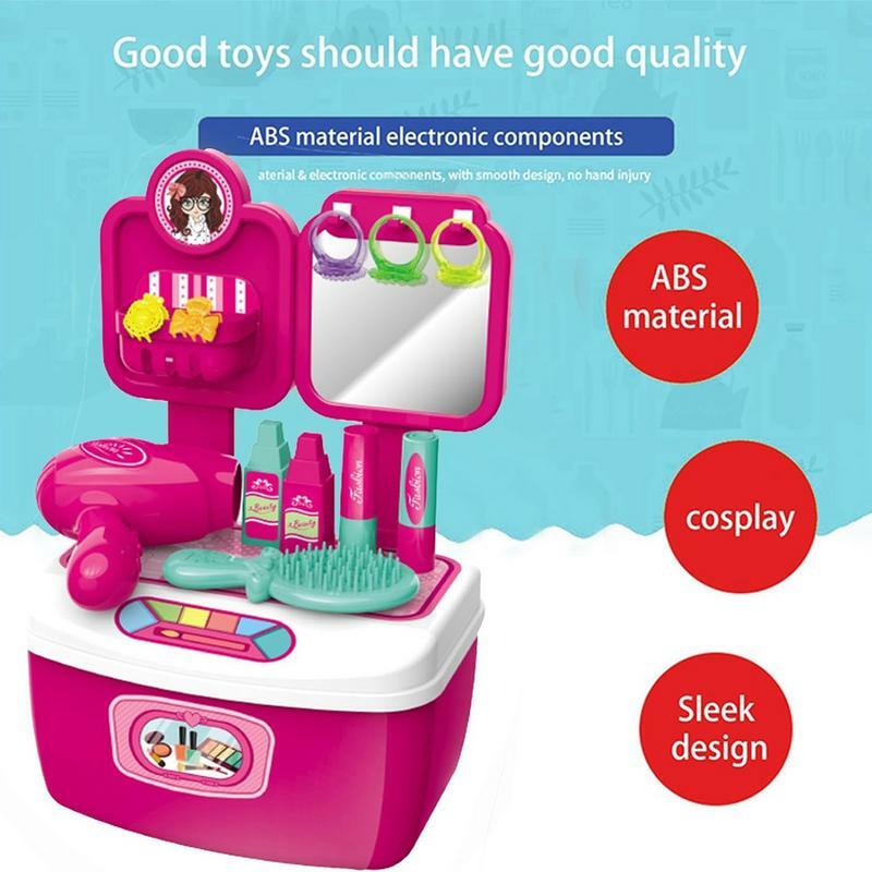 Kids Makeup Set Beauty Salons Hairdryer Comb Makeup Box Hairdressing Pretend Play Toys For Girls Baby Toys #WO