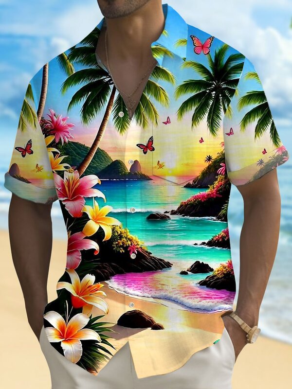 Men's Hawaiian Shirts 3D Print Hawaii Style Fashion Button Colorful shirt Lapel Streetwear Hawaiian Blouse shirts for men Summer