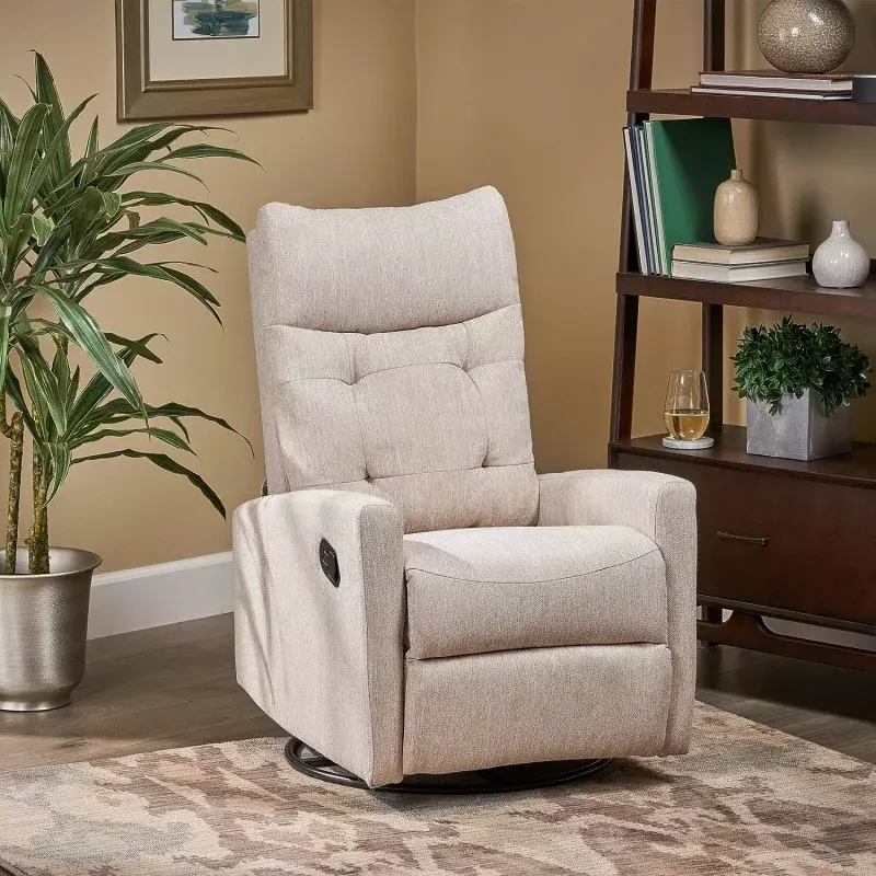 Отличная мебель Кристофер Knight Home Ishtar, планер, поворотное кресло с откидывающейся спинкой, 35,75d x 25W x 39H, бежевый, Blac