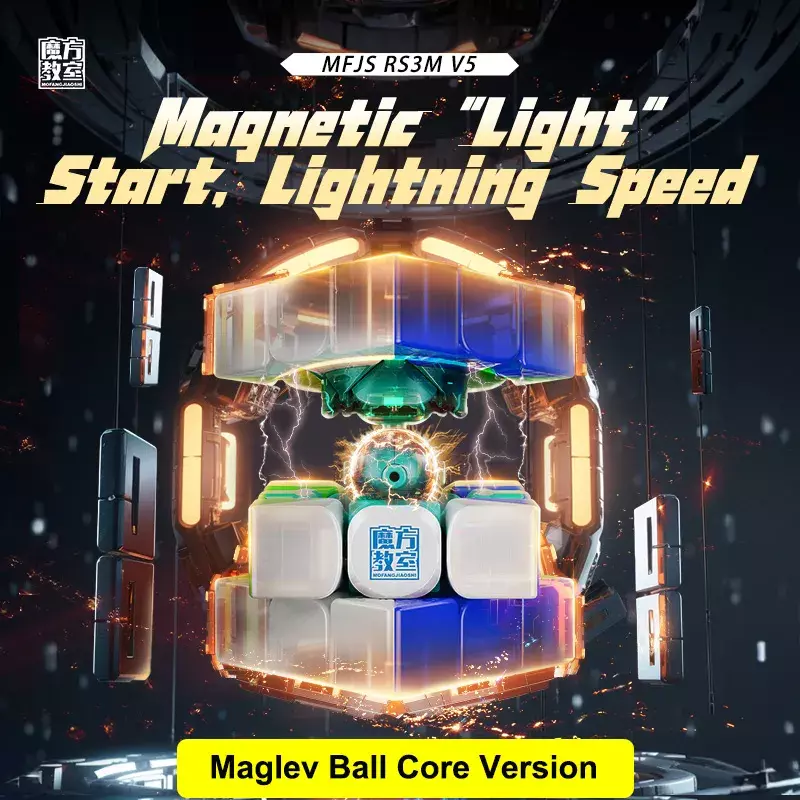 MoYu-Cube Magique Magnétique de Vitesse RS3M V5 3bery, Jouet Professionnel Sans Autocollant, Puzzle, Nouveauté 2023