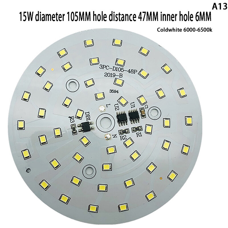 SMD 콜드 웜 화이트 라운드 램프 비즈 전구용, 드라이버 LED 칩 불필요, 3W 5W 7W 9W 12W 15W AC 220V-240V