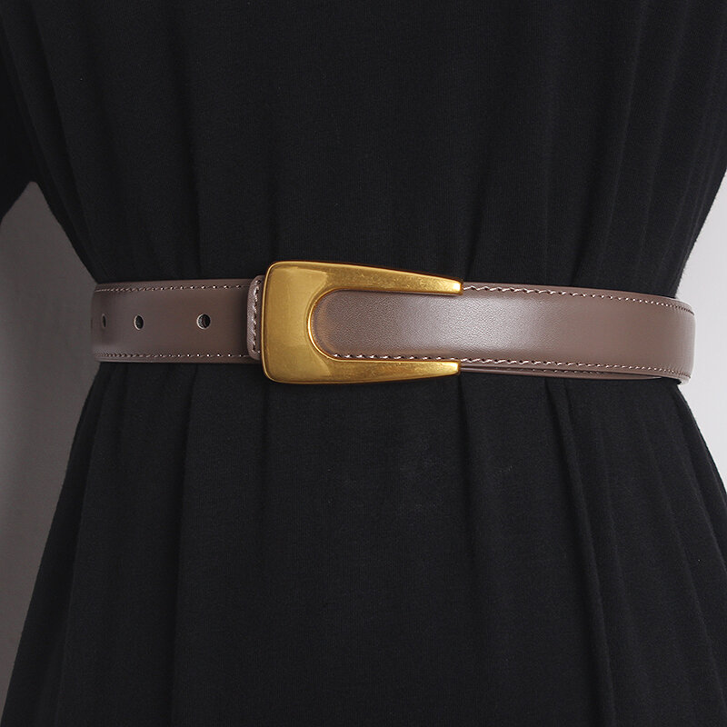 Fajas de cuero genuino para mujer, corsés femeninos, cinturones de cintura, decoración, cinturón estrecho, moda de pasarela, TB2560