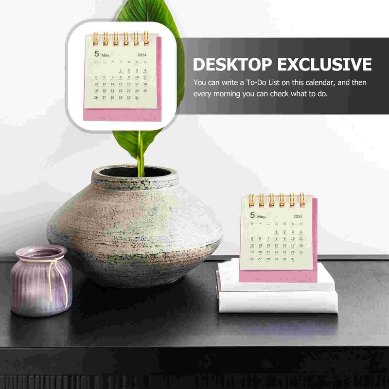 Kalender kertas Desktop Spiral dekoratif meja, kalender harian penjadwal meja tahunan Agenda Meja Organizer