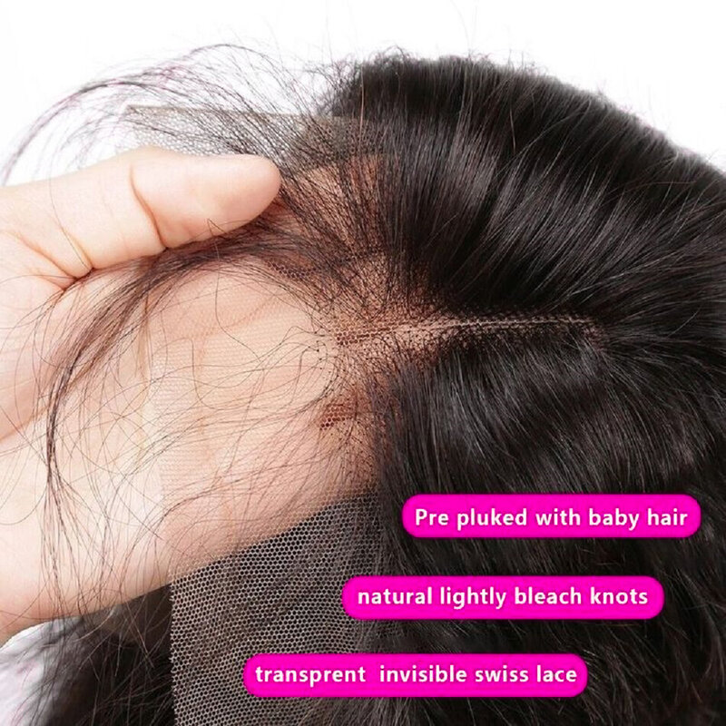 Peruvian Hair 4x4 Lace Closure Pre plucked  Straight Hair 13x4 HD Transparent Lace Frontal 100% Human Hair Natural Hair Line