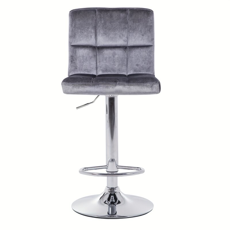Verstellbarer Barhocker mit quadratischer Rückenlehne, drehbare Barhocker mit Metall gehäuse, grauer (2er-Set) Barhocker verstellbarer Stuhl