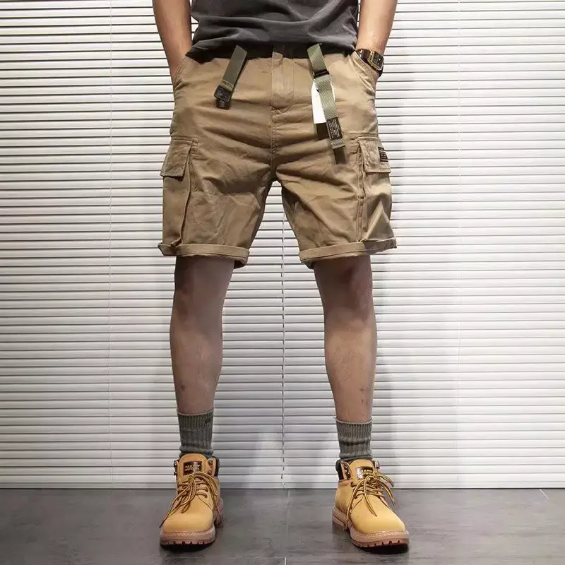 Pantalones cortos Cargo con bolsillos y cremallera para hombre, Bermudas holgadas, estilo Harajuku, a la moda, informales, de lujo, para verano, 2024