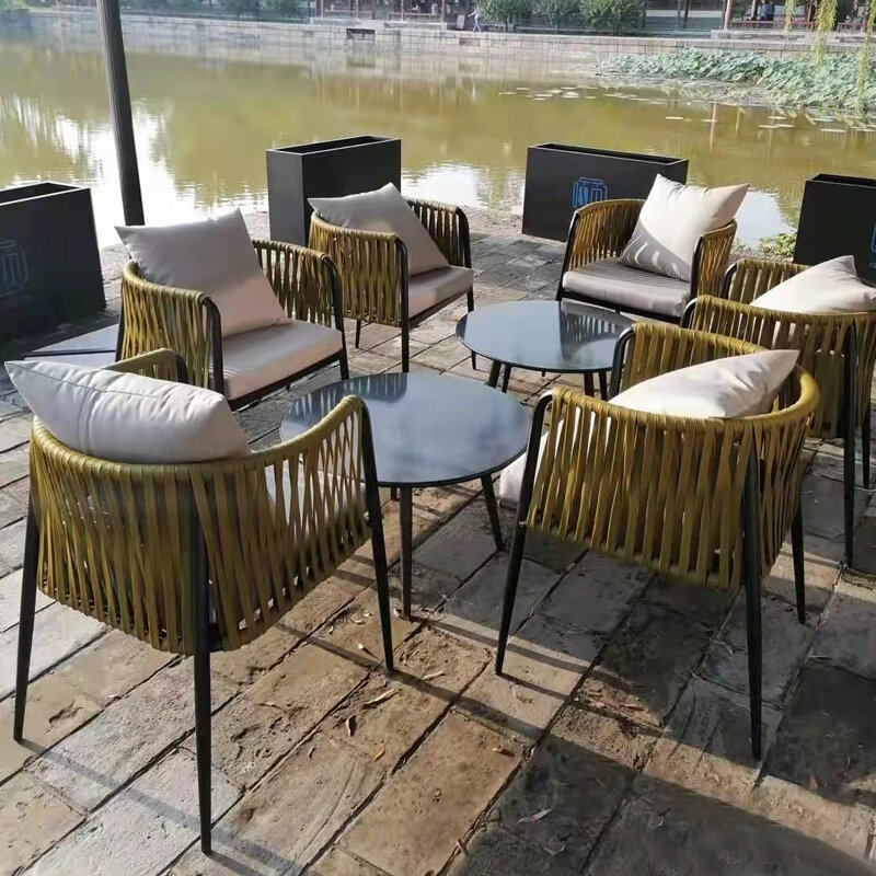 Nordic wypoczynek na świeżym powietrzu rattanowe stoły i krzesła dziedziniec ogród ochrona przed słońcem stoły i krzesła 2 meble