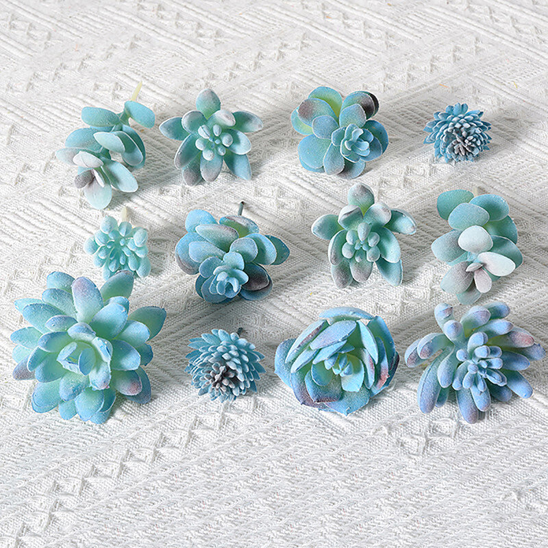 Piante grasse simulate floccate blu ornamenti per la decorazione del giardino di casa composizione di piante artificiali Bonsai in vaso pianta finta