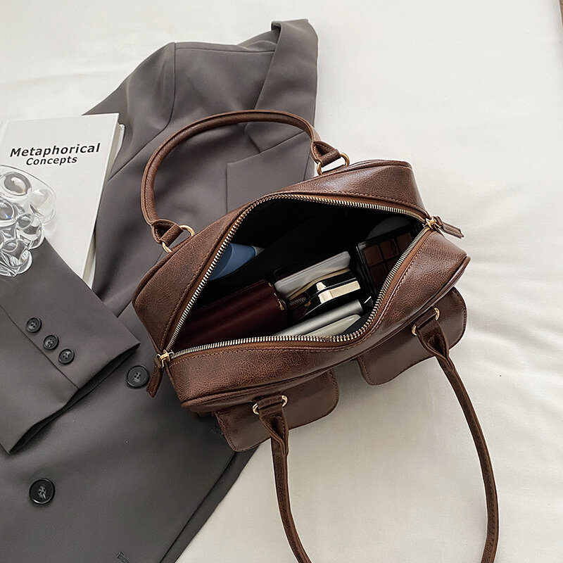 LEFTSIDE 여성용 소형 더블 포켓 숄더백, 2023 새로운 패션 트렌드 디자이너 겨드랑이 가방, 여성 핸드백 및 지갑