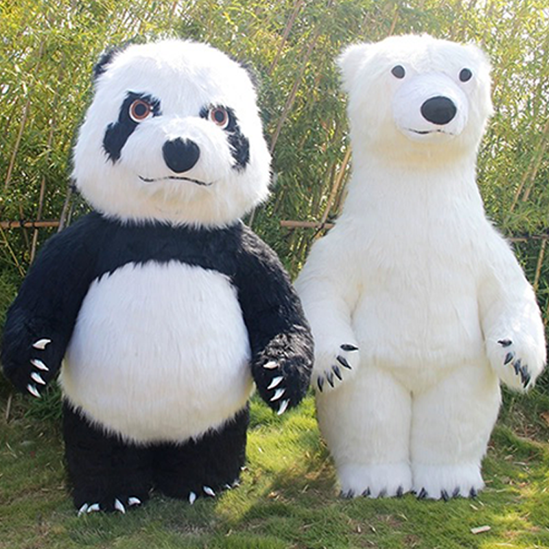 Mascote Inflável Panda Gigante Cosplay Trajes para Adulto, Roupas Peludas de Pelúcia, Boneca dos desenhos animados, Urso Polar, Publicidade, Festa, 2m, 2.6m, 3m