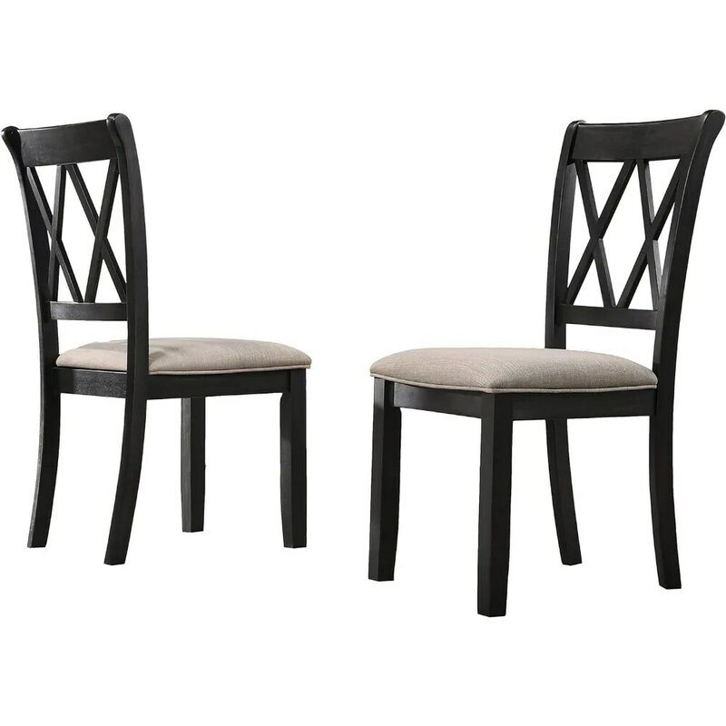Jantando cadeira com tecido estofado, Brown Dining Chair, Conjunto de 2