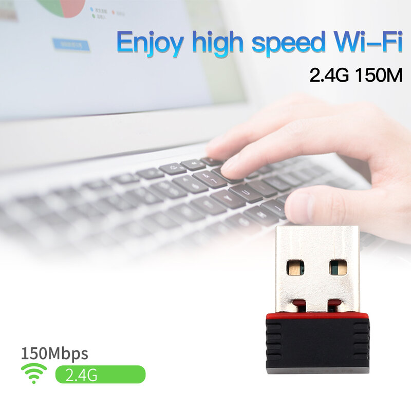 Mini tarjeta de red USB de 150Mbps, RTL8188, receptor inalámbrico USB 2,0, Dongle, tarjeta de red para ordenador portátil, PC, adaptador externo Lan, Wi-Fi