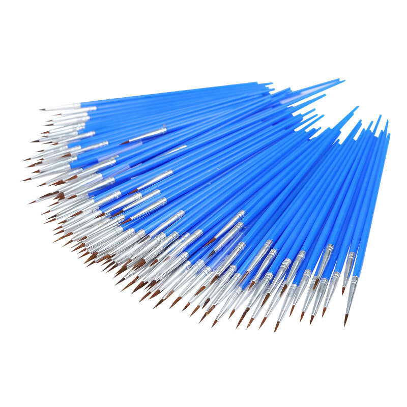 10pcs Thin Hook Line Pen Flat Round Pointed Paint Brushes Nylon Hair Brush Painting Pen Craft Watercolor Oil Painting Brushes