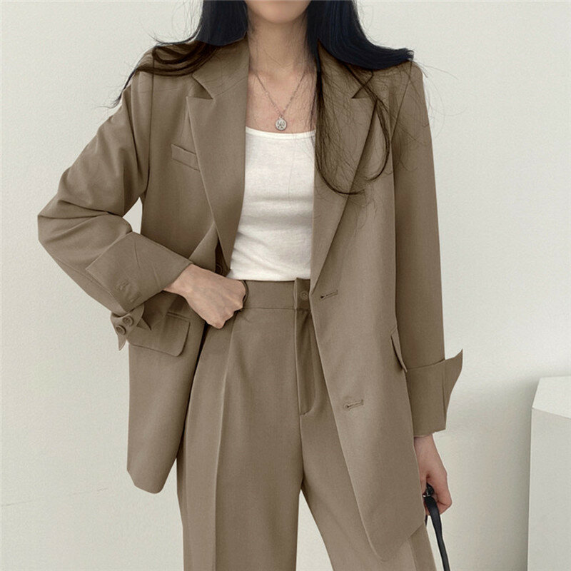2024 Fashion Pant Sets Womens 2 Piece Autumn Winter Office Lady Long Sleeve Blazer Women Outerwears Coats Two Piece Set Outfit
