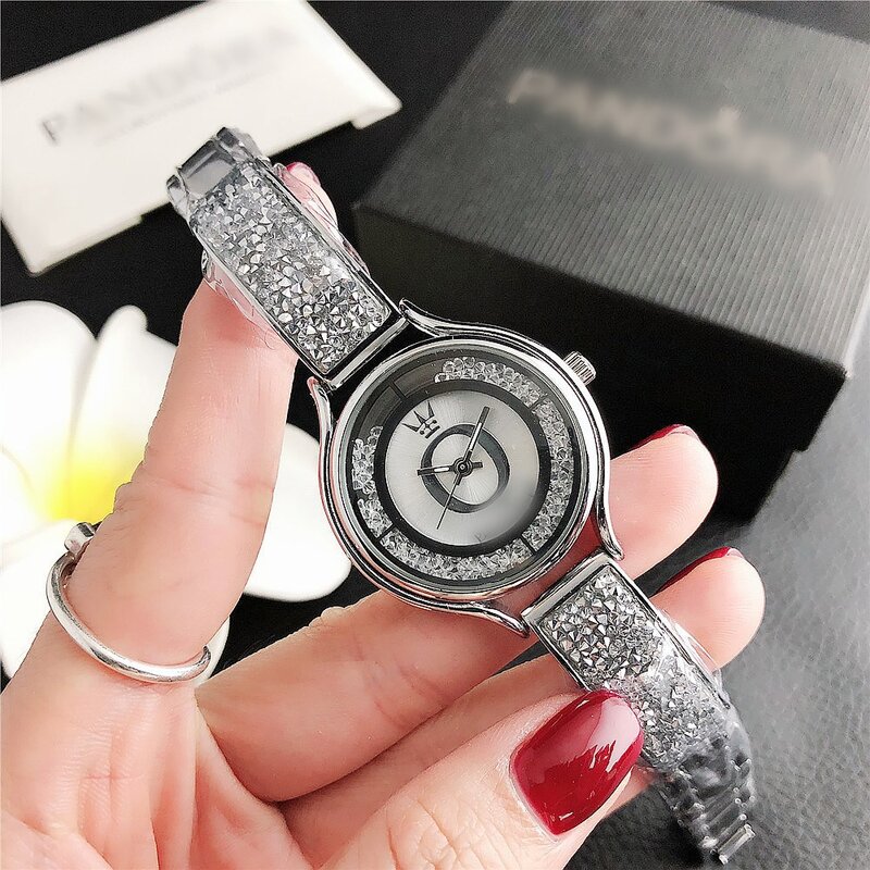 Fashion 2024 jam tangan mewah kristal kuarsa jam tangan wanita emas perak baja tahan karat jam tangan wanita Zegarek Damski