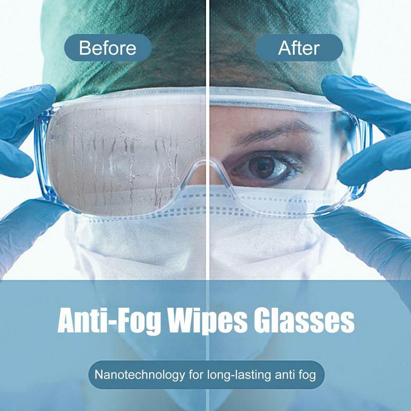 Bantalan pembersih lensa 50 buah kacamata sepanjang hari anti-kabut tisu pembersih produk perawatan kacamata kain non-tenun untuk kacamata mobil