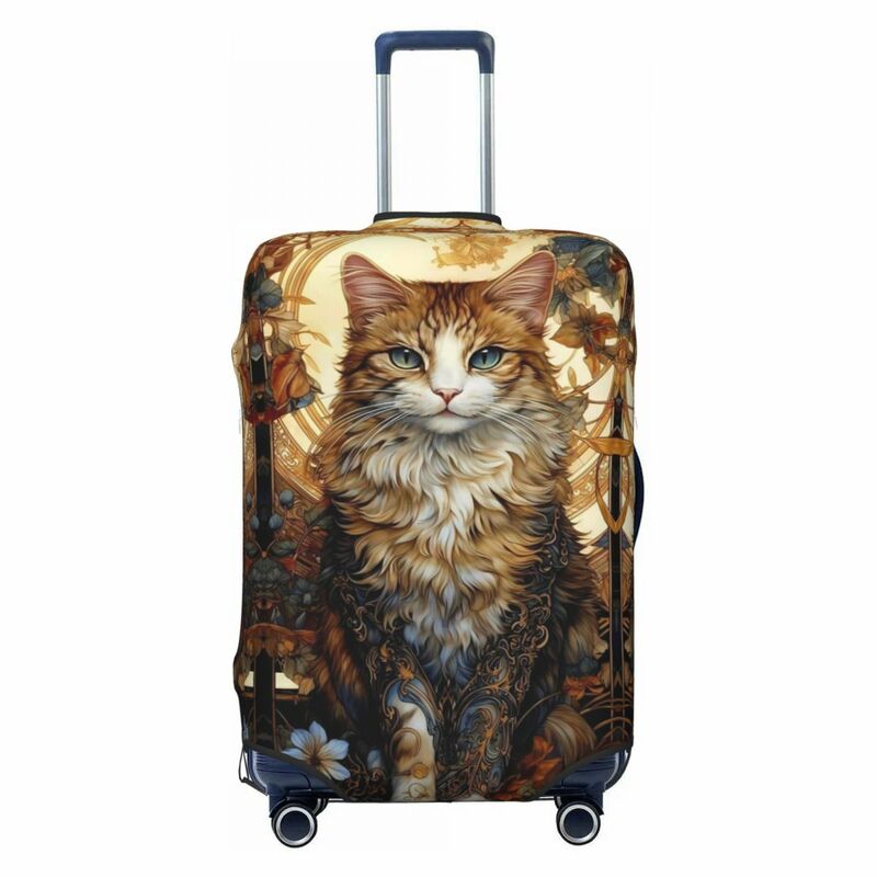 Elegant Cat Suitcase Cover Animal And Floral Practical Travel Protection Luggage Case Vacation