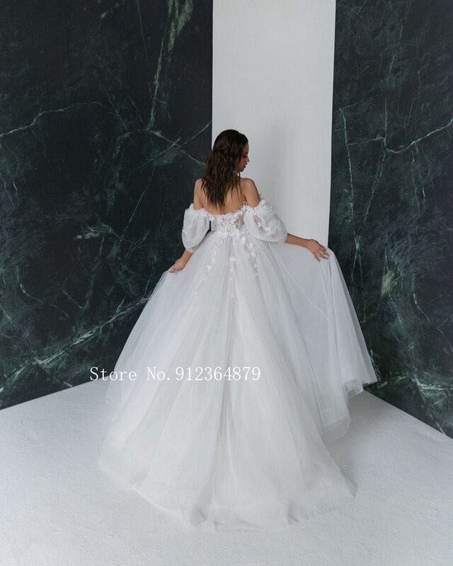 Vestidos de novia con flores 3D, elegantes vestidos de novia con mangas desmontables, escote Corazón, espalda abierta, apliques, gran oferta