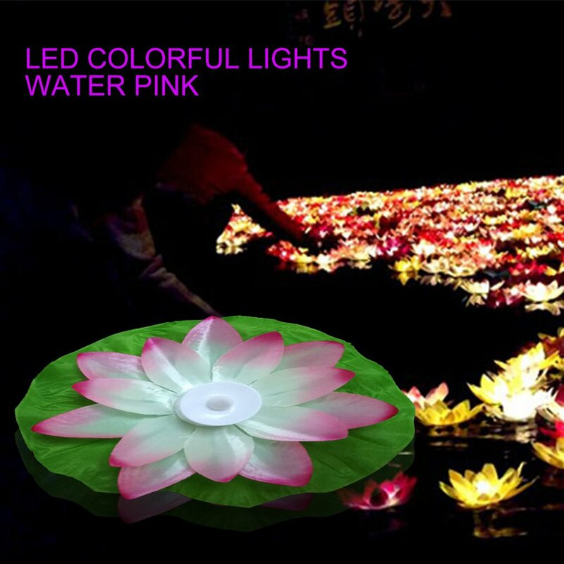 LED مقاوم للماء العائمة لوتس ضوء بطارية تعمل زهرة الزنبق متمنيا ليلة مصباح بركة حديقة حوض للأسماك الزفاف الديكور