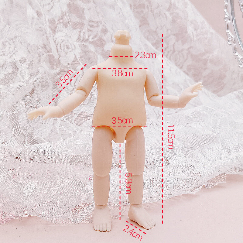 Ob11 corpo da boneca 13 móvel articulado para 1/8 bjd boneca brinquedo nude acessórios do corpo presente para crianças brinquedos diy 17cm