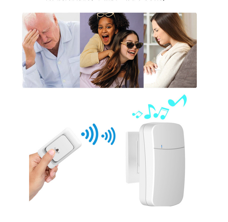Campanello Wireless Home telecomando elettronico a lungo raggio digitale Ding Dong Door Ling bambini anziani Plug cercapersone
