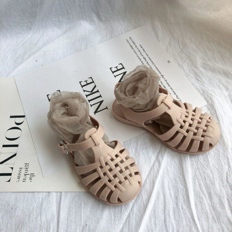 Sandali estivi per bambini neonate Toddler Soft scarpe da principessa antiscivolo bambini Candy Jelly Beach Shoes pantofole romane Casual per ragazzi