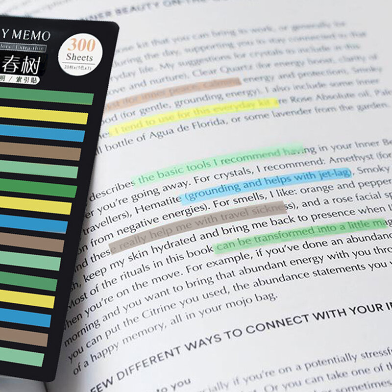 Tabelas Índice Fluorescente Transparente 300 Folhas PET Sticky Note para Page Marker Planner Adesivos Escritório Escola Classificação Marca