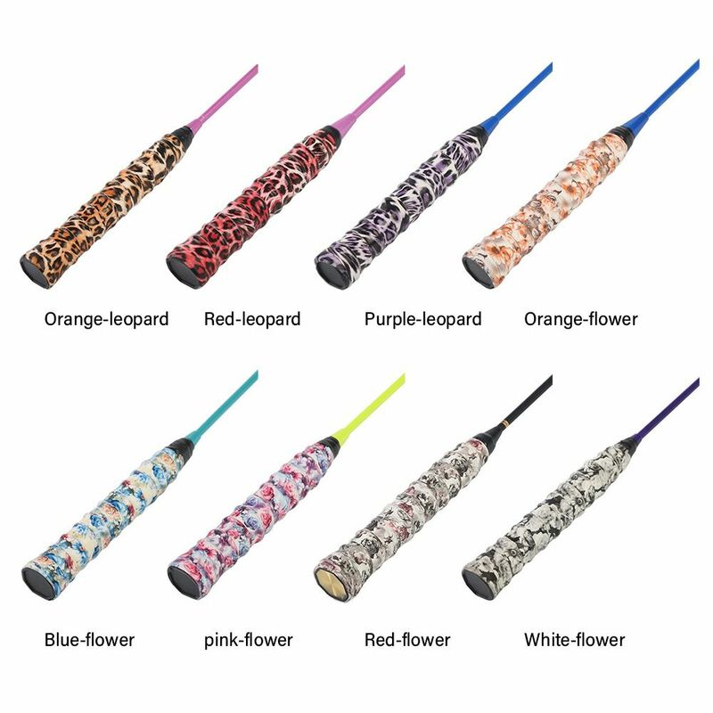 Leopard Print Badminton Racket Overgrips Flower Printing Self-adhesive Non-Slip Grip Tape Tennis Paddle Multi-color Over Grips