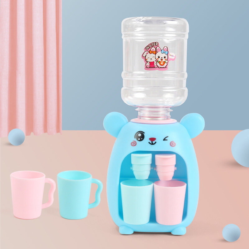 Mini Simulation Cartoon Kitchen Water Dispenser For Children Kids Gift Cute Cold Warm Water Juice Milk Drinking Fountain Toy