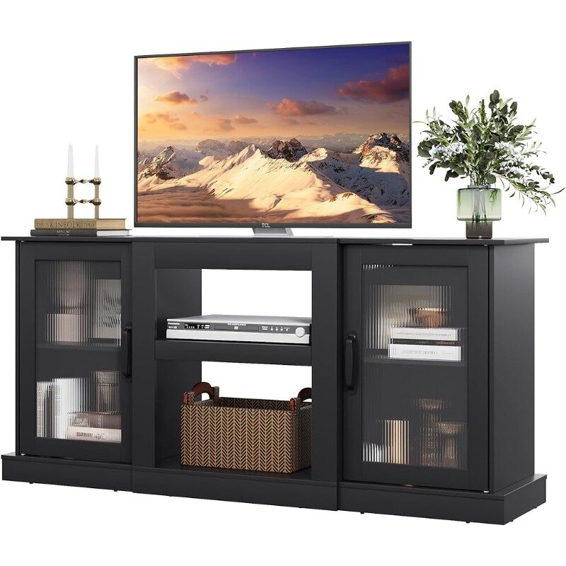 Подставка для телевизора в стиле ретро, стойка для телевизора диагональю 65 дюймов, шкаф для ТВ-приставки с хранилищем, открытый стеллаж, развлекательный центр для гостиной и спальни