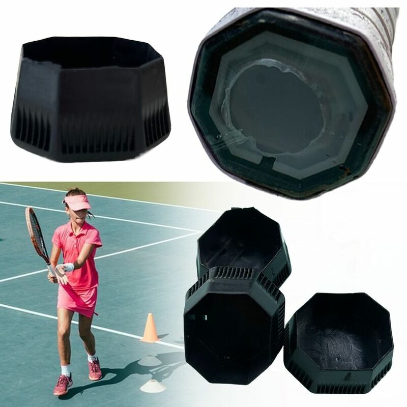 Tapa final de raqueta de tenis de plástico, suministros deportivos duraderos, absorción de impactos, a prueba de golpes, manga energética, tapa de mango conveniente negra