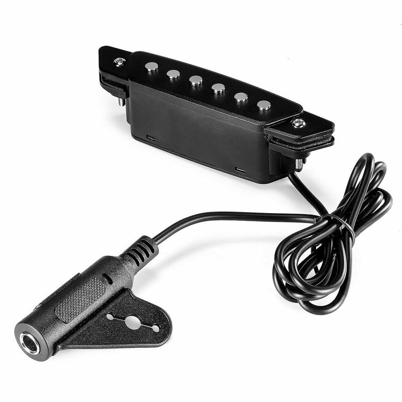 SH-85 Black 6 Hole Soundhole Pickup With Active Power Strap End-Pin Jack For Acoustic Guitar